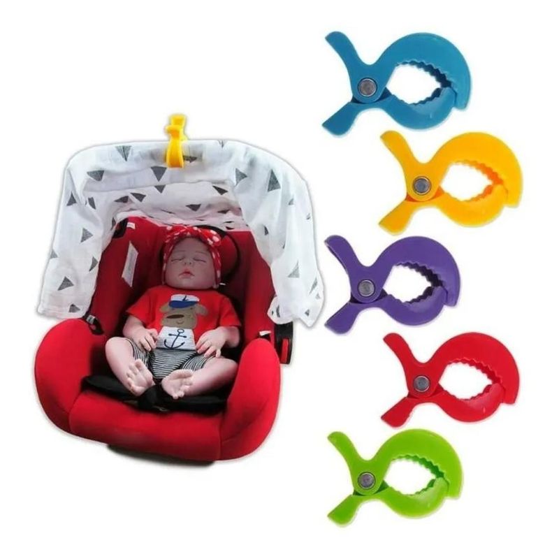 GENERICO - Pack 2 Pinzas Para Mantas Coche Bebe Sujeta Todo Naranjo
