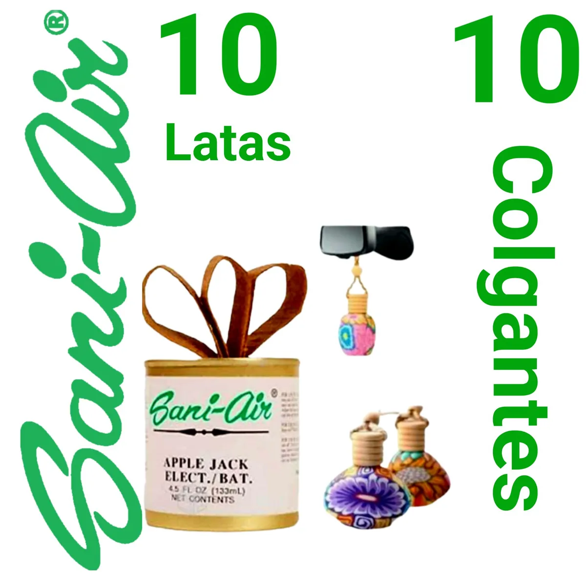 GENERICO - PACK 10 LATAS AROMATICAS SANI AIR+10 COLGANTES SANI AIR