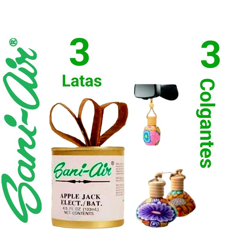 PACK 3 LATAS + 3 BOTELLAS AUTO COLGANTES