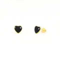 GENERICO - Topitos Aros Cortos HEART Plata Baño de Oro