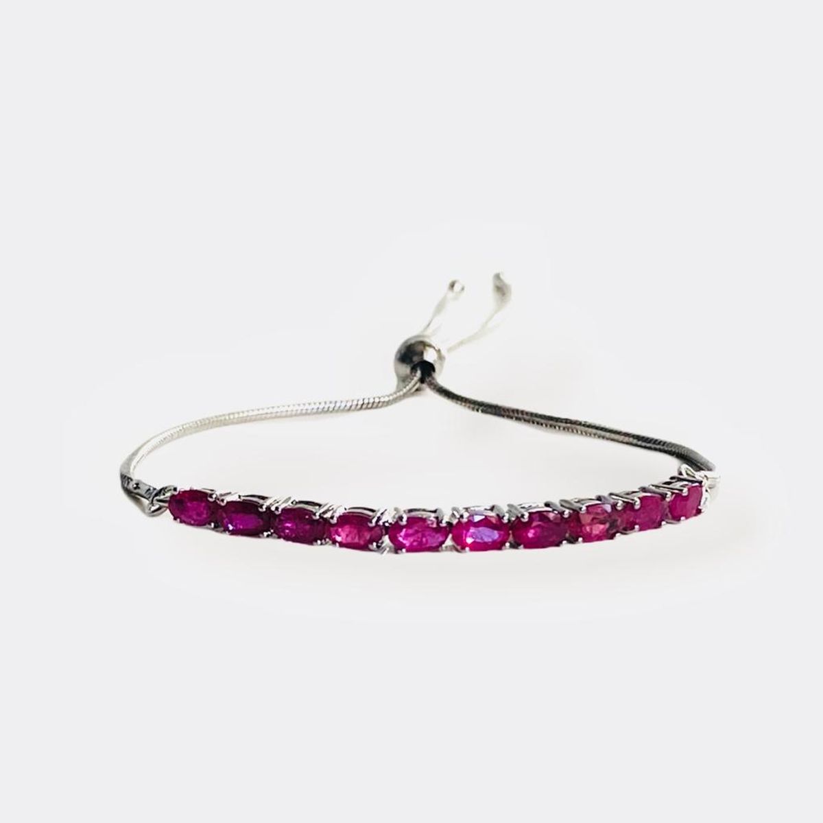 ALYN B JOYAS - Pulsera de Plata 925 con gemas Rubi 5 x 3 mm