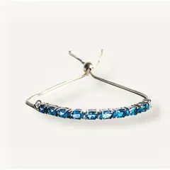 ALYN B JOYAS - Pulsera de Plata 925 con gemas Topacio London 5 x 3 mm