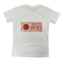 GENERICO - Polera Blanca Unisex - Línea Zodiacal - Signo Aries