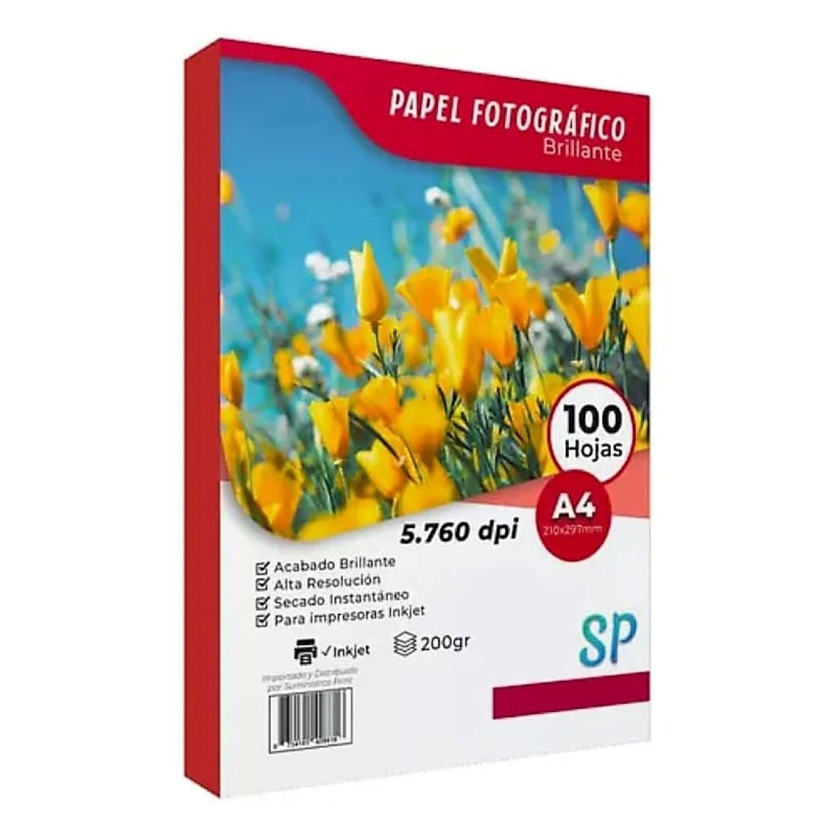 GENERICO - Papel Fotográfico Glossy A4 200 g Alto Brillo X 100 Hojas