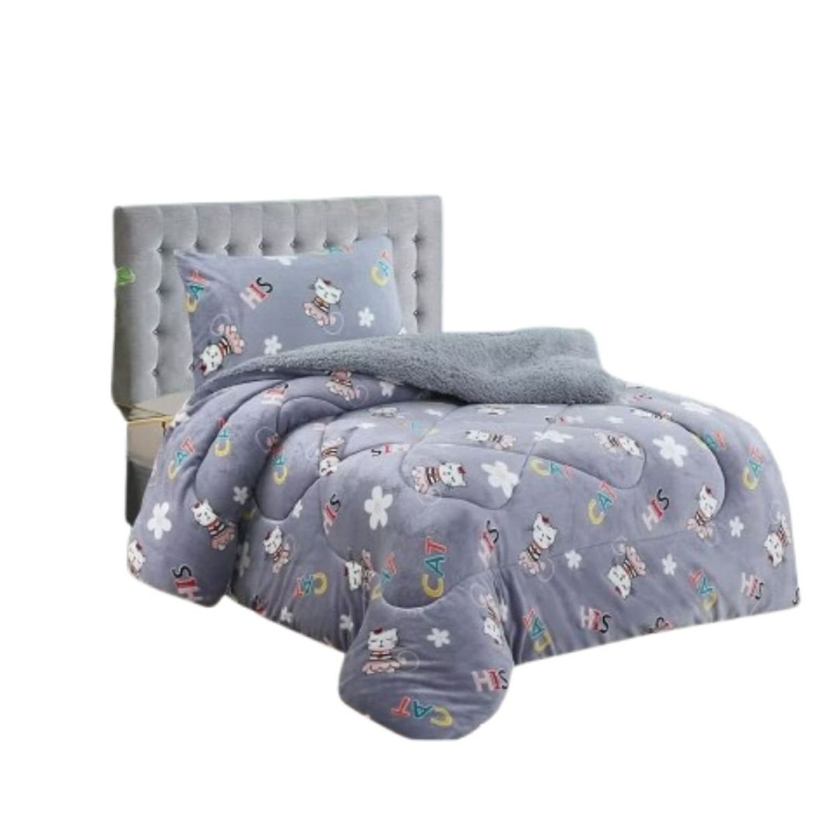 GENERICO - Cobertor Plumón Chiporro 1.5 Plazas - Gatita Feliz