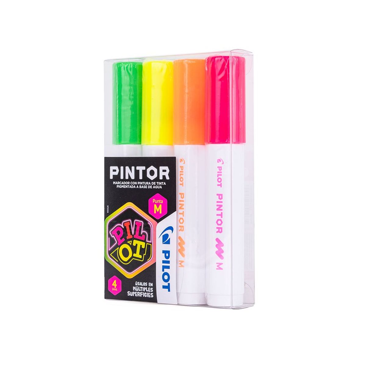 PILOT - PINTOR SET NEÓN PUNTA MEDIA 4 UD