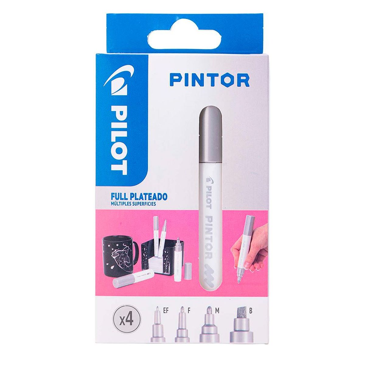 PILOT - PINTOR SET 4 PUNTAS PLATEADO