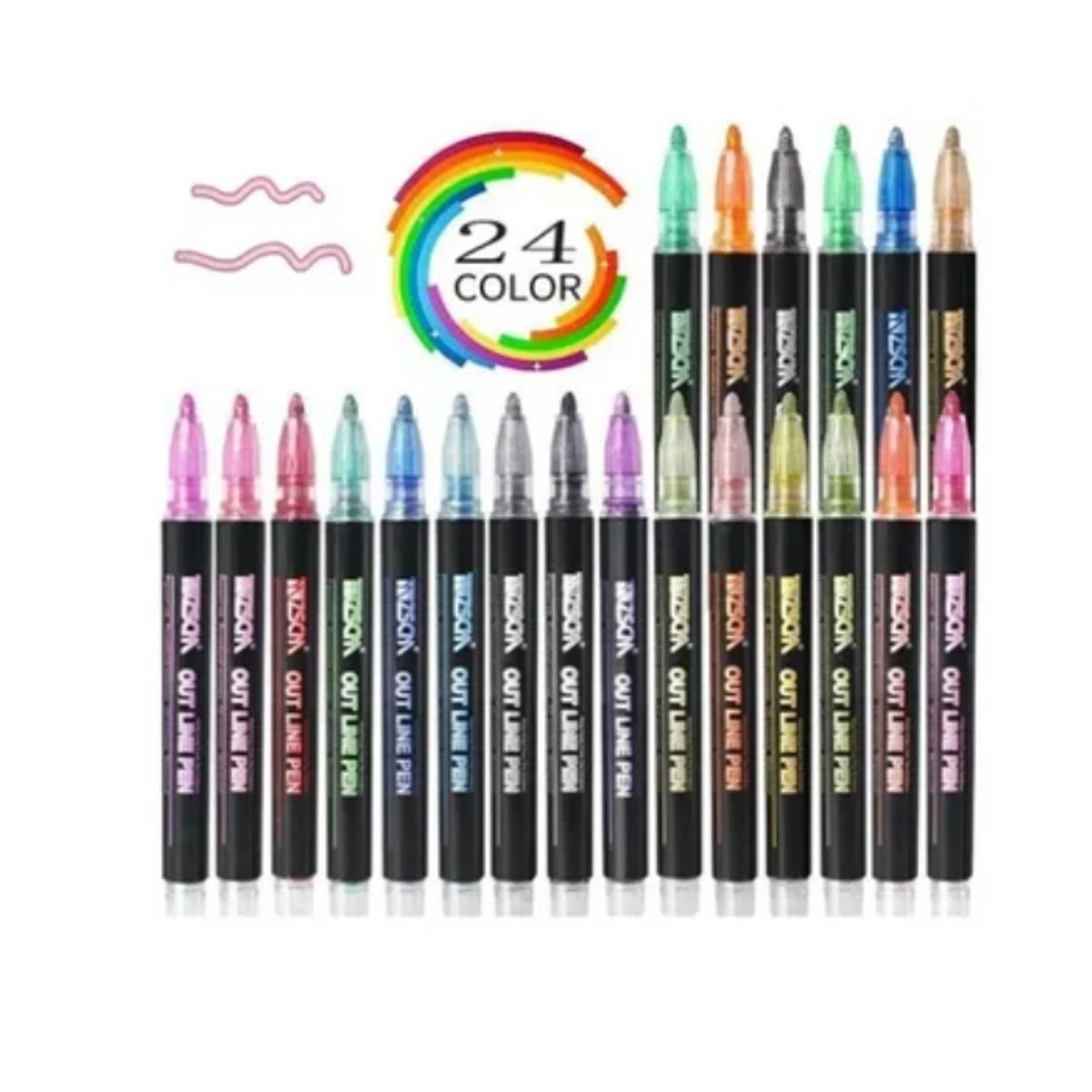 ESHOPANGIE - Lápices Marcadores Mágicos Metálicos Con Contorno 24 Colores