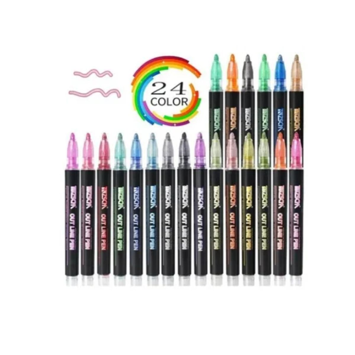 ESHOPANGIE - Lápices Marcadores Mágicos Metálicos Con Contorno 24 Colores