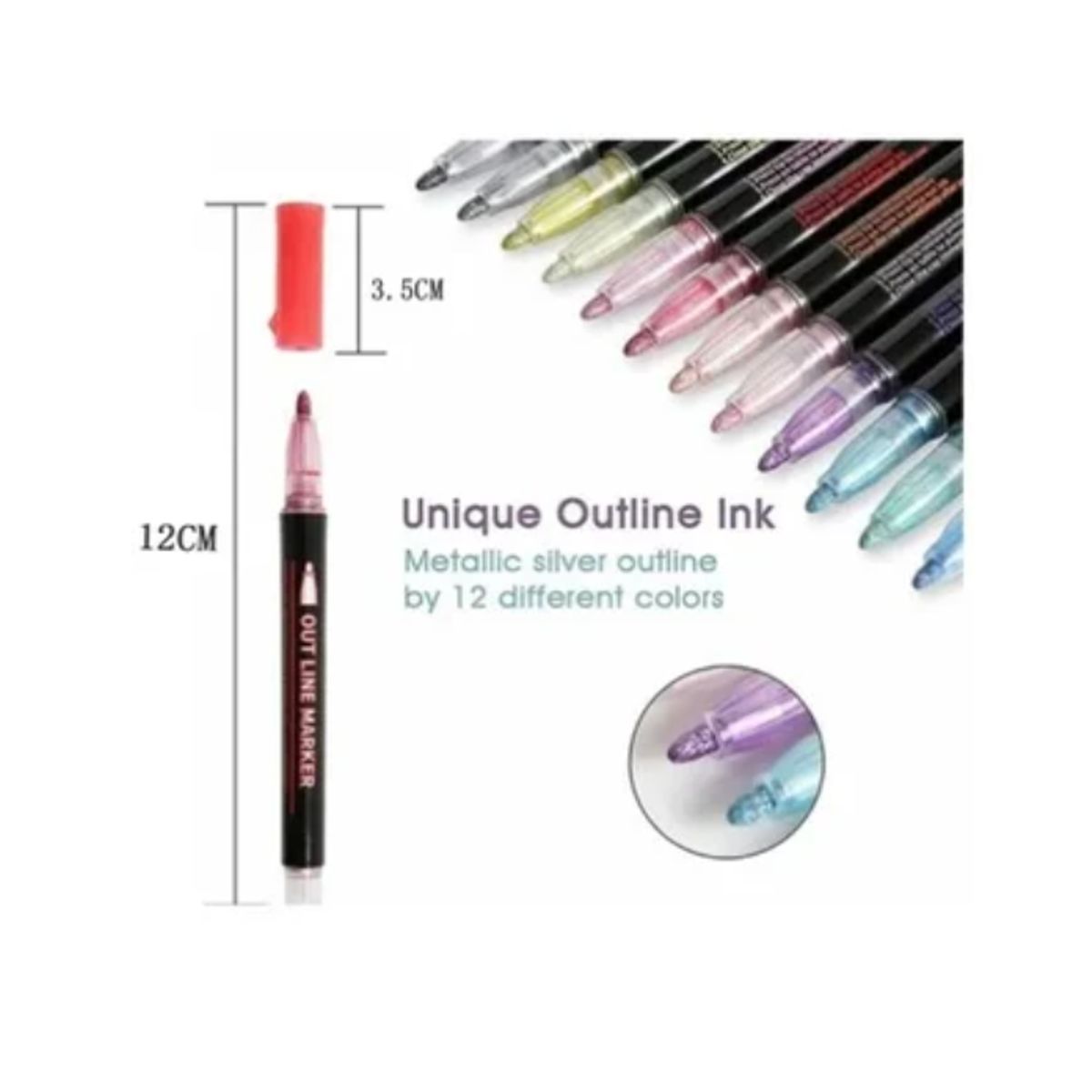 ESHOPANGIE - Lápices Marcadores Mágicos Metálicos Con Contorno 24 Colores