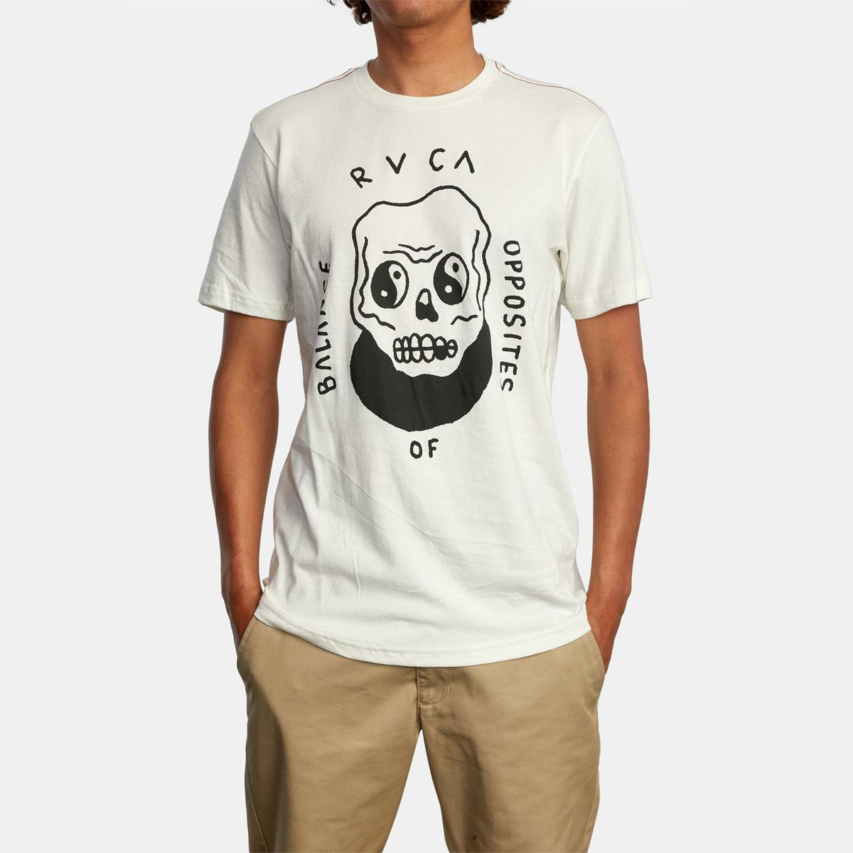 RVCA - Polera M/C Hombre Benj Skull Ss M Tees Blanco RVCA
