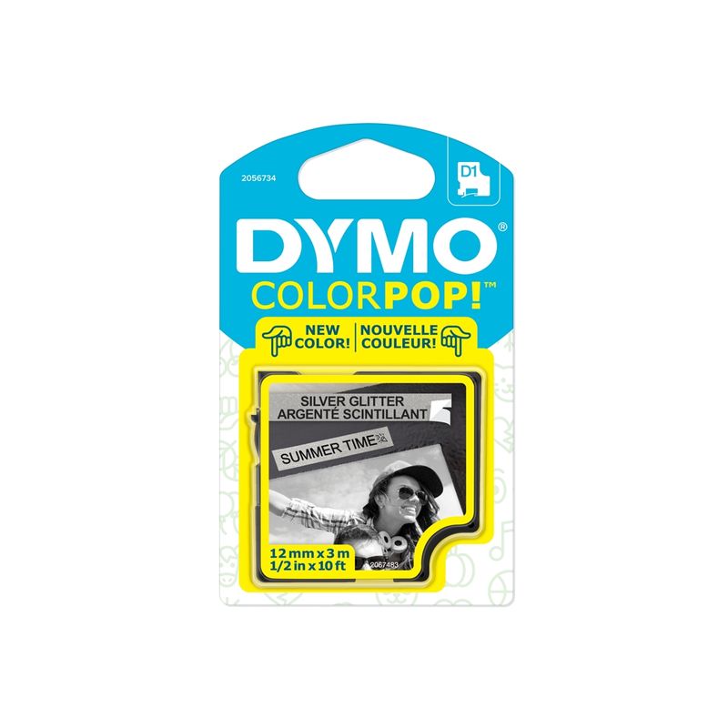DYMO - Cinta Glitter Dymo 12mmx3m Negro/Plateado