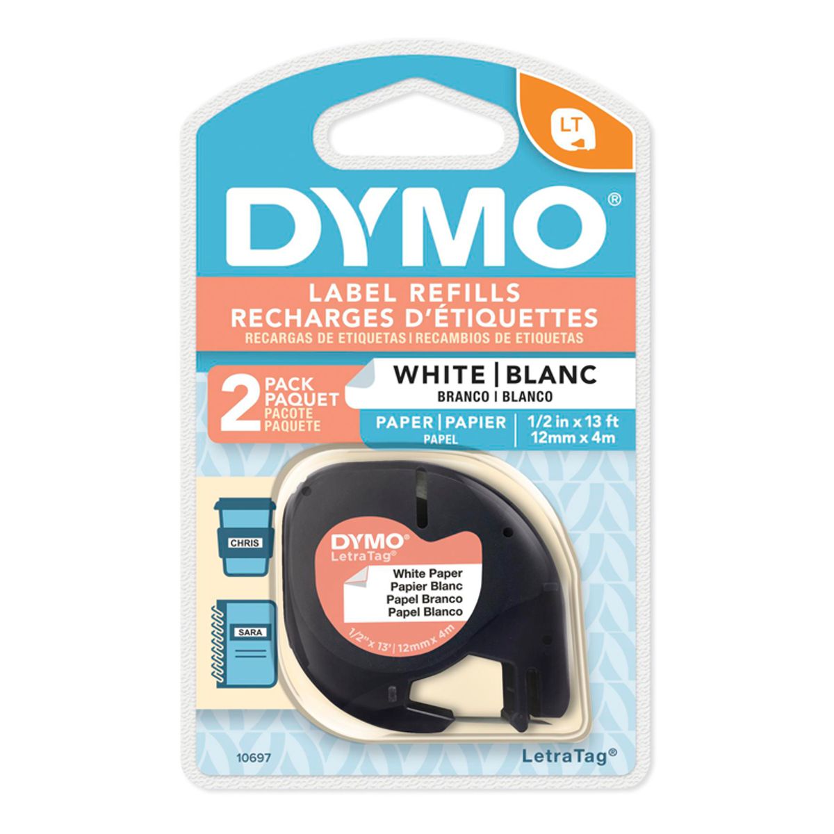 DYMO - Etiqueta Papel Dymo 12mmx4m Blister X2