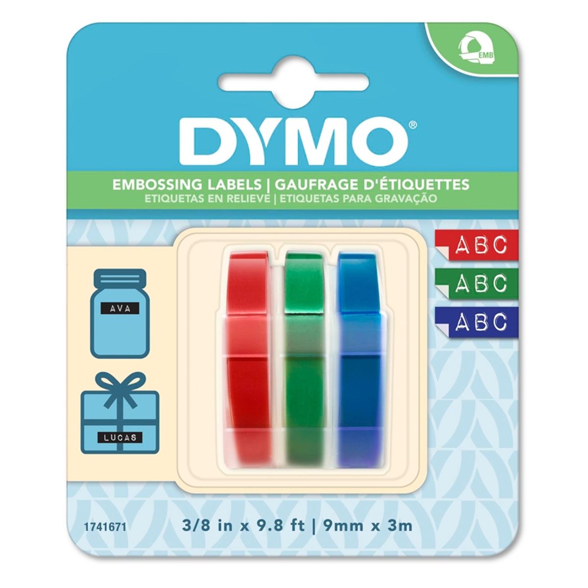 DYMO - Cinta Pvc Dymo Colores Surtidos 9mmx3m Blisterx3