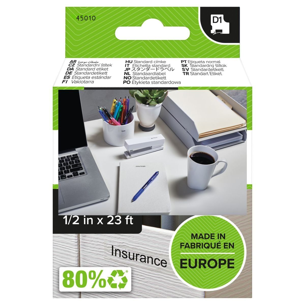DYMO - Cinta D1 Dymo 12mmx7m Negro/Transparente