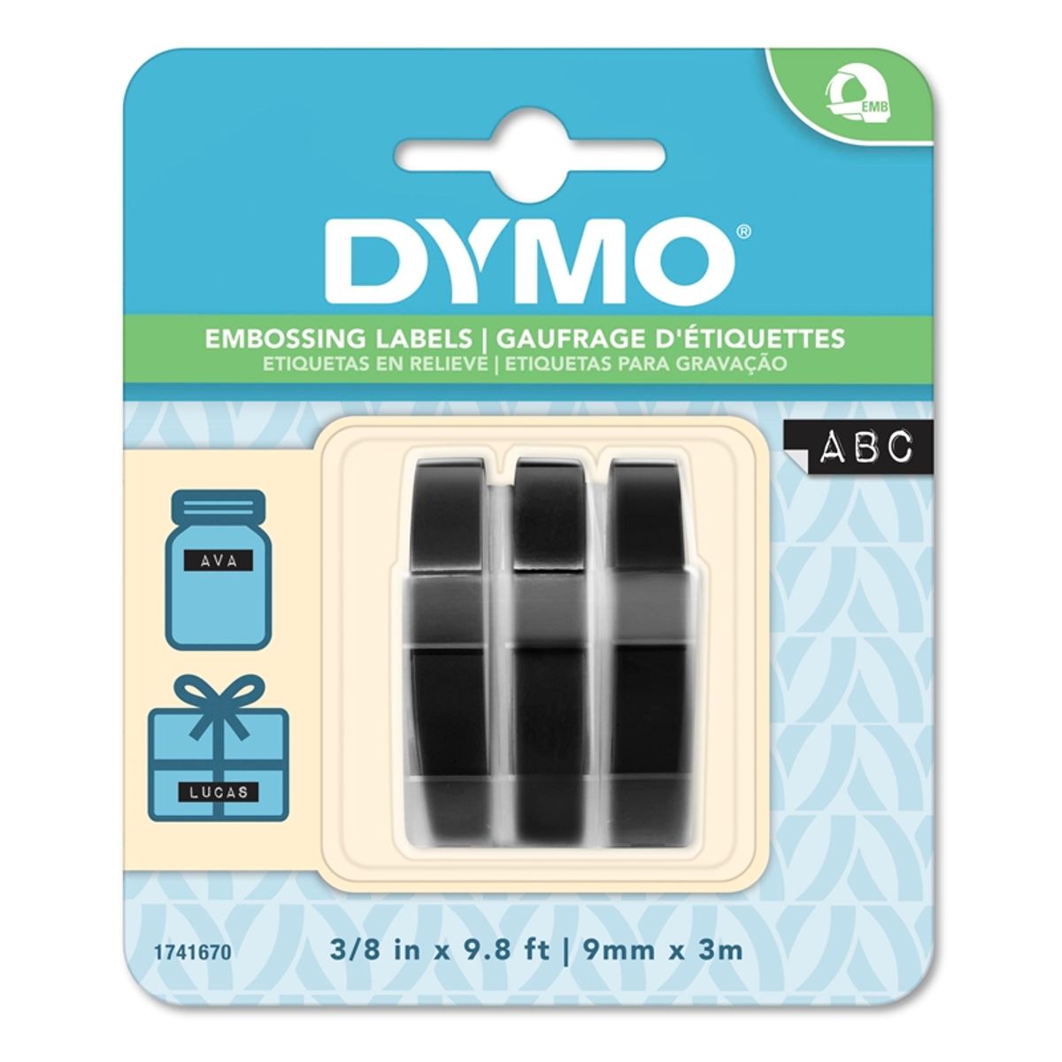 DYMO - Cinta Pvc Negra Dymo Blister x3 9mmx3m