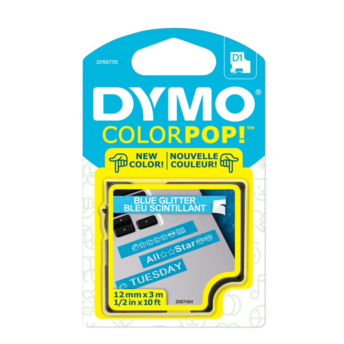DYMO - Cinta Glitter Dymo 12mmx3m Blanco/Azul