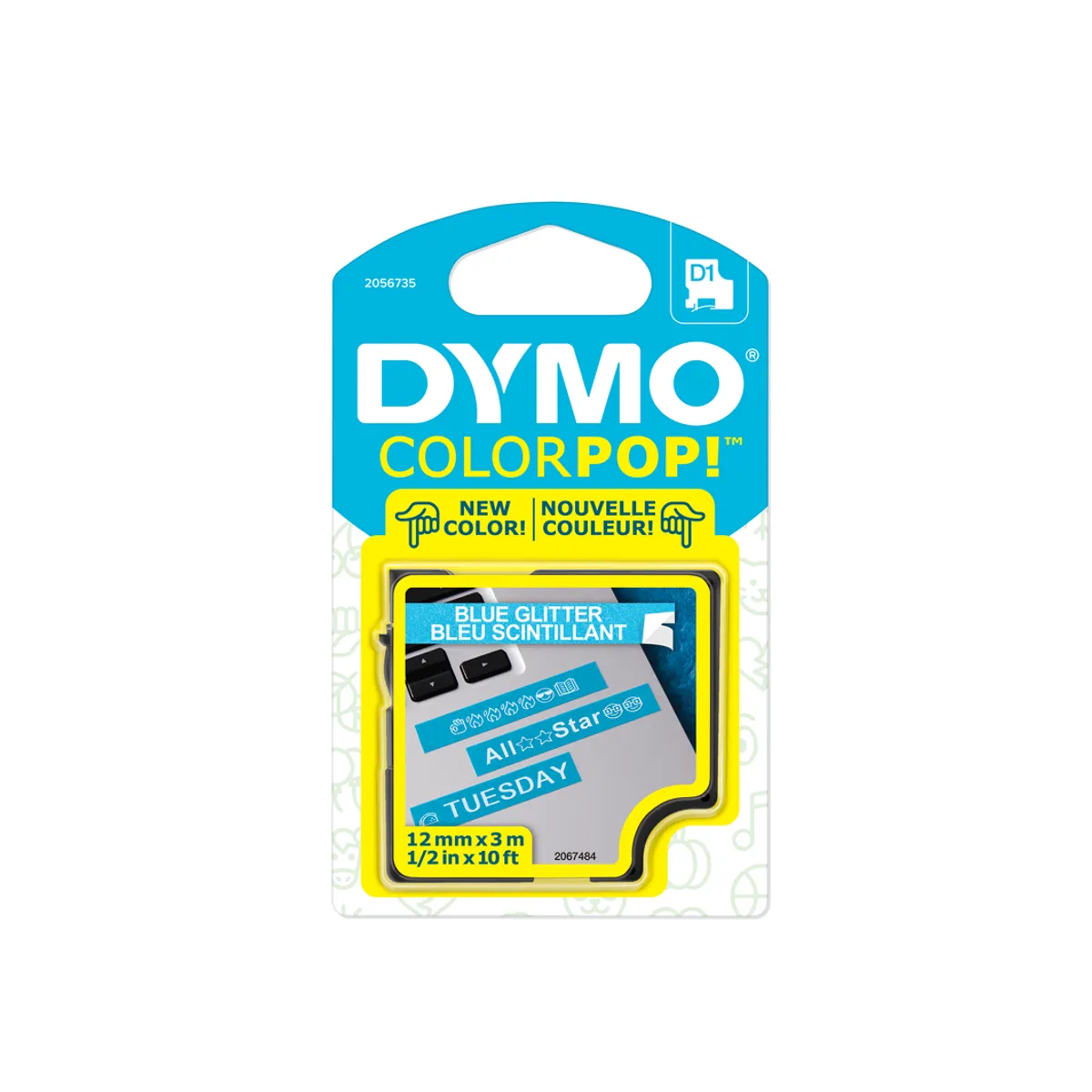 DYMO - Cinta Glitter Dymo 12mmx3m Blanco/Azul