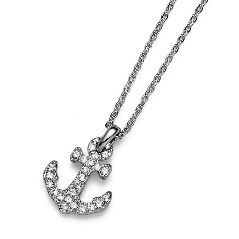 OLIVER WEBER - Colgante Anchor rodio cristal