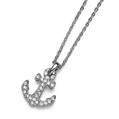 OLIVER WEBER - Colgante Anchor rodio cristal