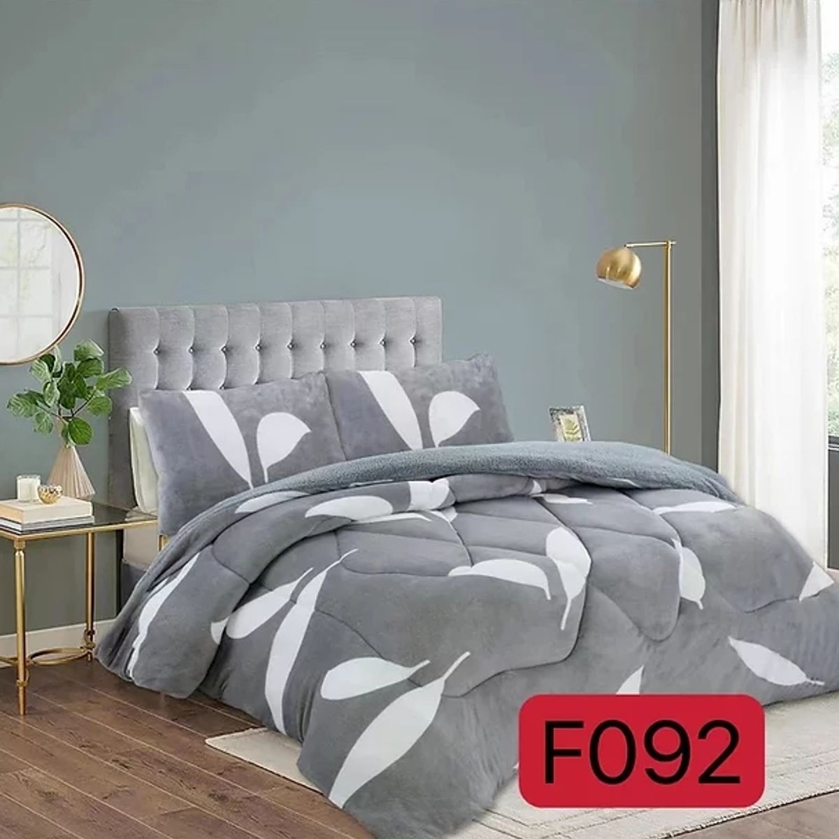 GENERICO - Cobertor Plush Chiporro 2 Plazas - Gris Hojas