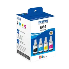 EPSON - Tinta 664 Pack 4 Colores Negro Cian Magenta Amarillo - Negro