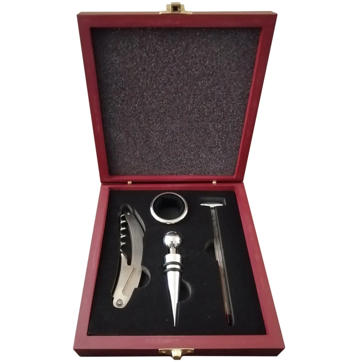 IMPORTCLICK - Set de Vino 4 Accesorios En Caja De Madera