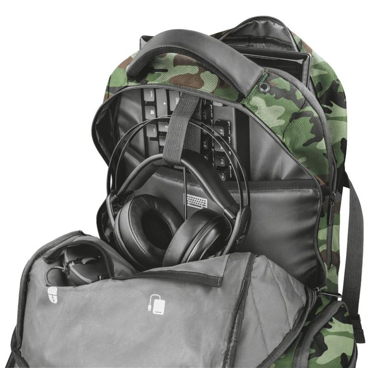TRUST - Mochila Gamer Trust Gxt 1250C Xl Kamo Military Reforzada
