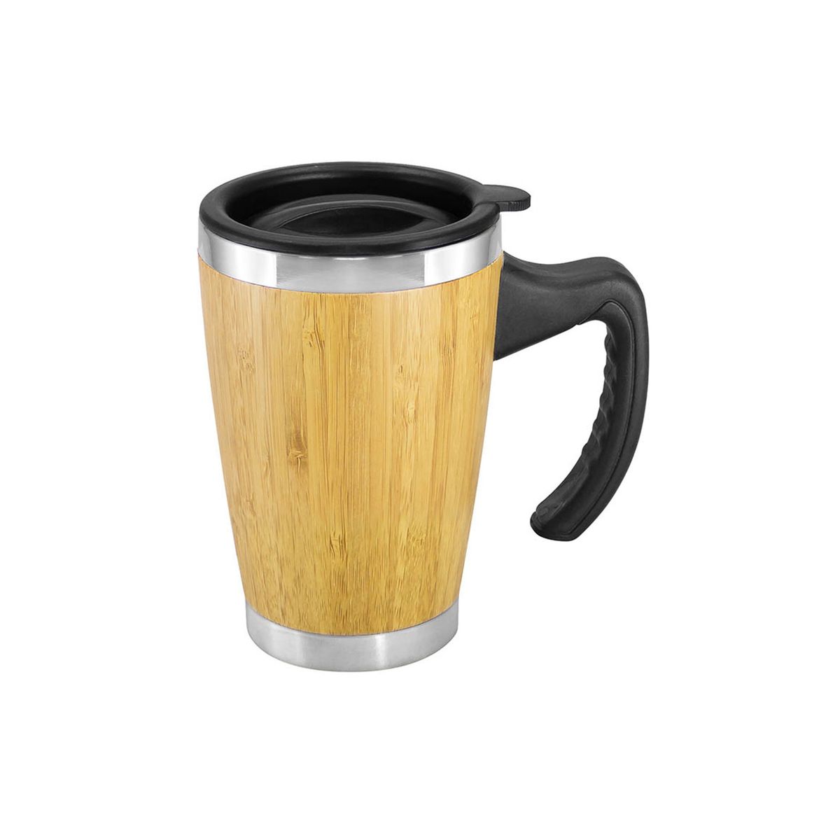 IMPORTCLICK - Mug Taza Madera Bambú Con Asa y tapa Ecológico 400 ML