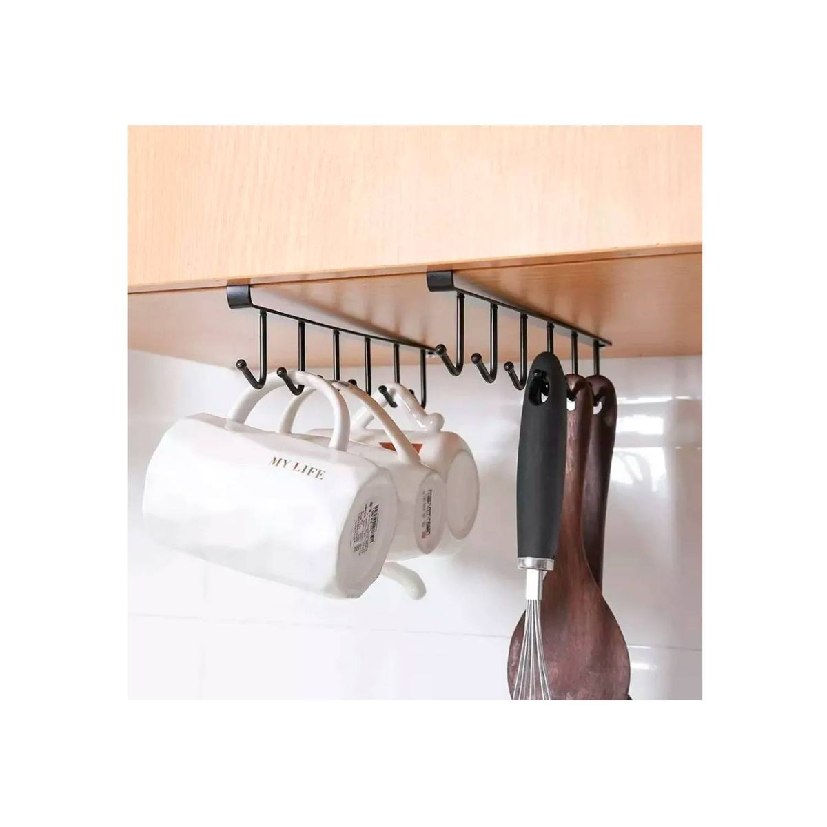 GENERICO - Soporte Metal Colgador Tazas Organiza Closet 6 Ganchos Hogar