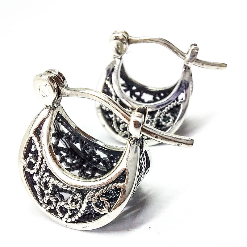 MOR JOYAS - Aro plata envejecida ley 950 argolla canastillo
