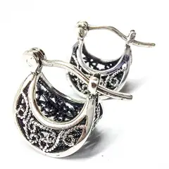 MOR JOYAS - Aro plata envejecida ley 950 argolla canastillo