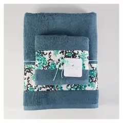COCHO COCHO - Set 2 Toallas 100% Algodón 550 grs Hojas Calipso y Negro