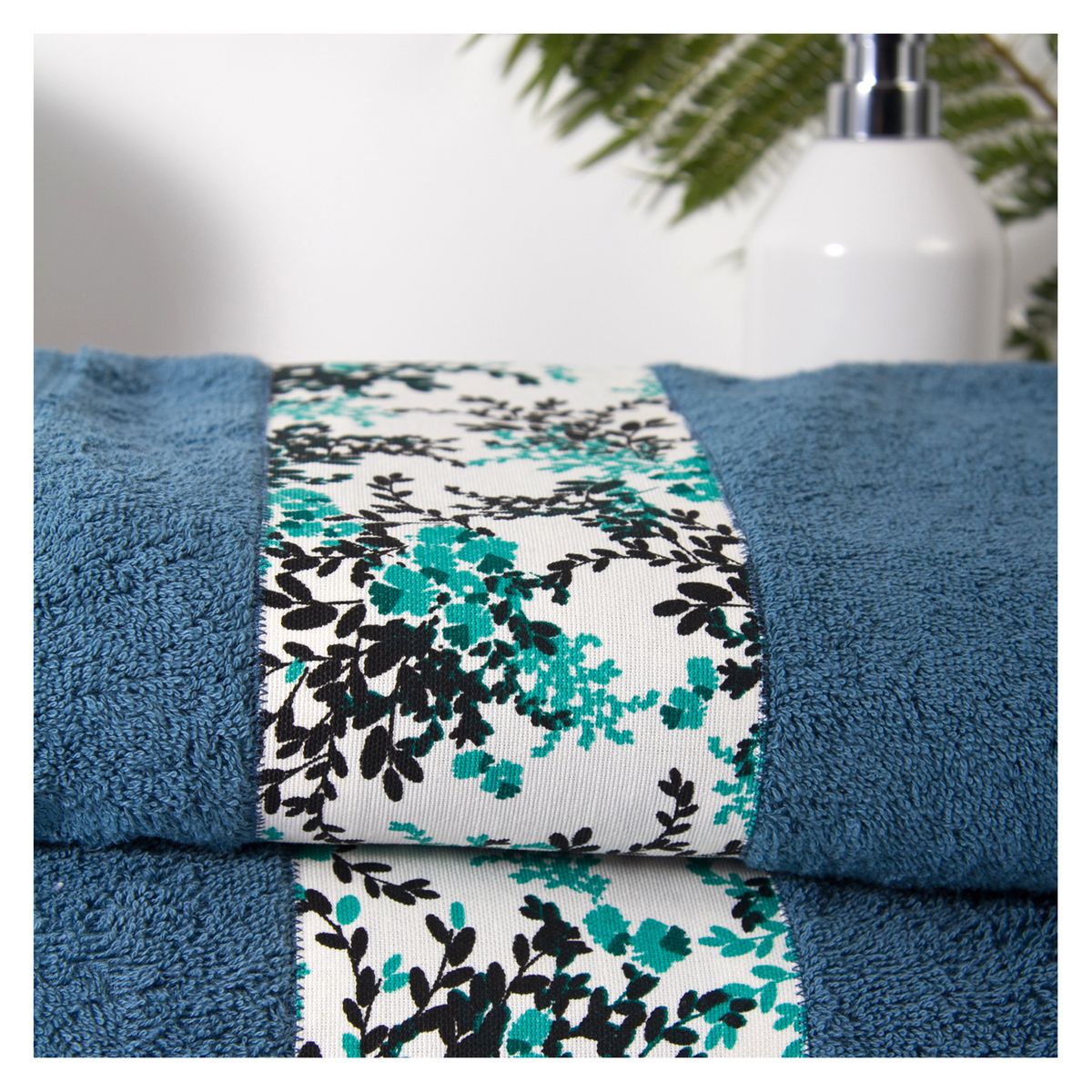 COCHO COCHO - Set 2 Toallas 100% Algodón 550 grs Hojas Calipso y Negro
