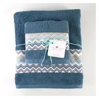 Set 2 Toallas 100% Algodón 550 grs Zigzag Petróleo