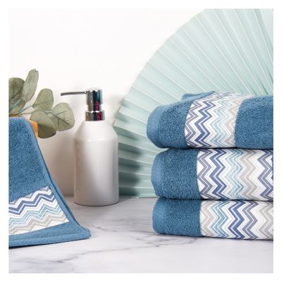 Imagen 2 del producto Set 2 Toallas 100% Algodón 550 grs Zigzag Petróleo