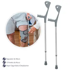 TOPMEDIC - 2x Bastones Muleta Canadiense Ortopédico Altura Regulable