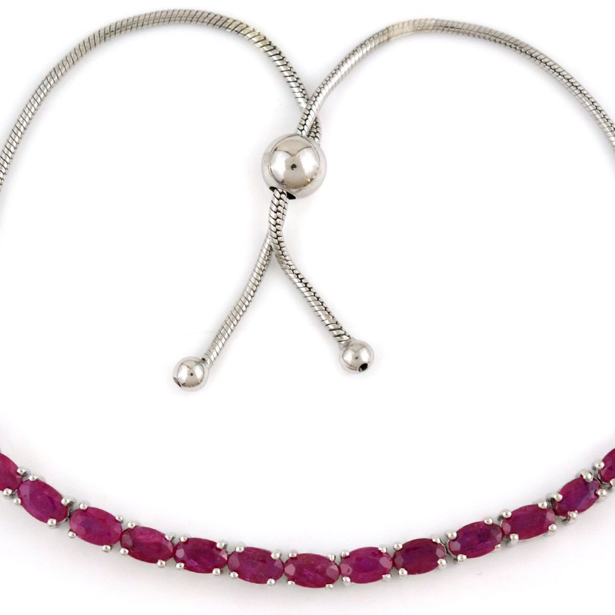 ALYN B JOYAS - Pulsera de Plata 925 con gemas de RubÃ­ 5 mm