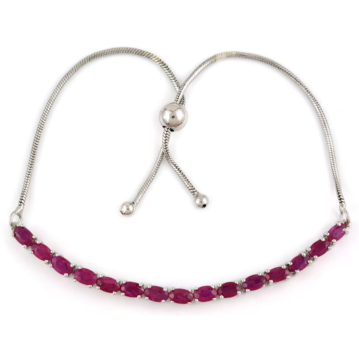 ALYN B JOYAS - Pulsera de Plata 925 con gemas de RubÃ­ 5 mm