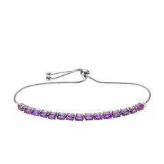 ALYN B JOYAS - Pulsera de Plata 925 con gemas de Amatista 5x3 mm