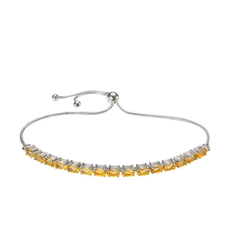 ALYN B JOYAS - Pulsera de Plata 925 con gemas de Citrino 5 mm