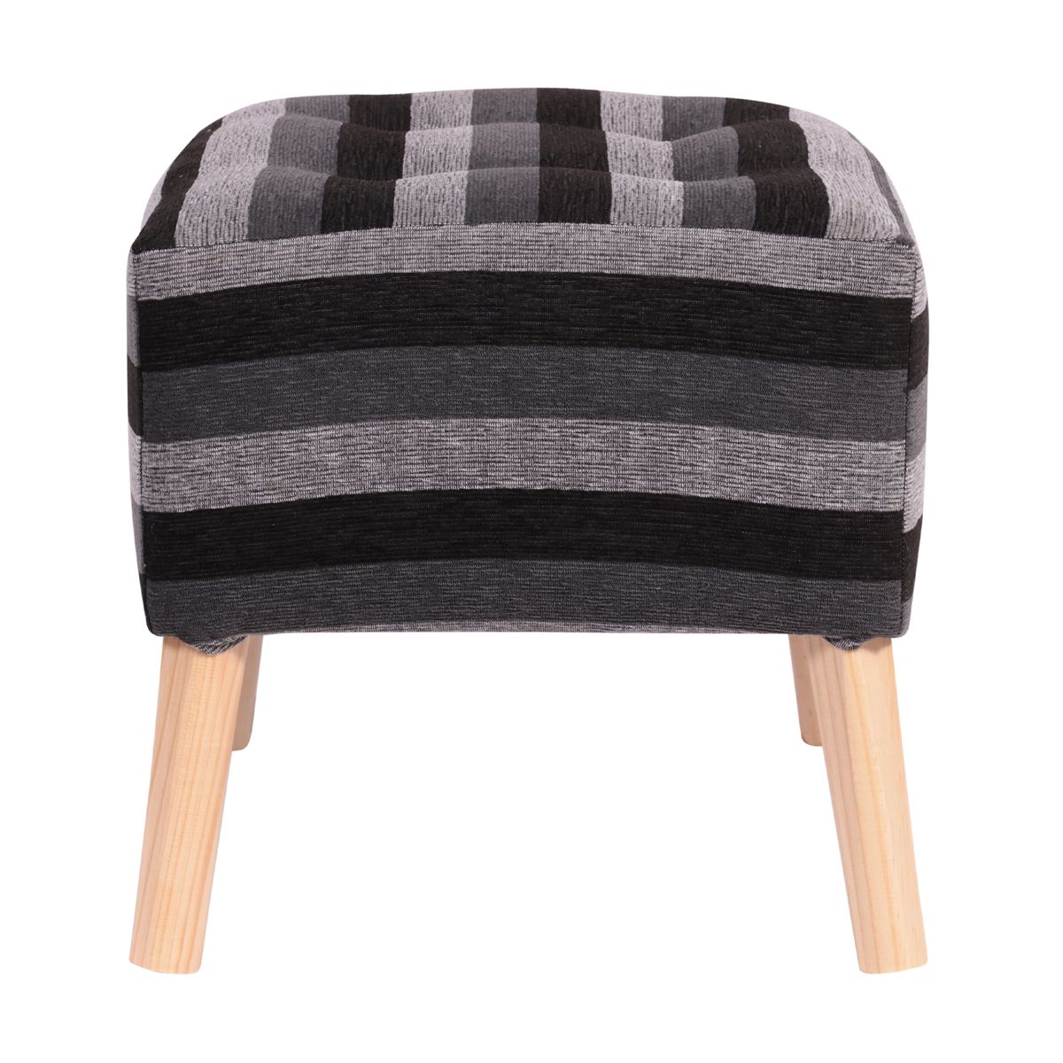 GENERICO - Pouf Alemania Gris Negro Rayas 42x42x43 cm Máxima Design