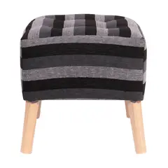GENERICO - Pouf Alemania Gris Negro Rayas 42x42x43 cm Máxima Design
