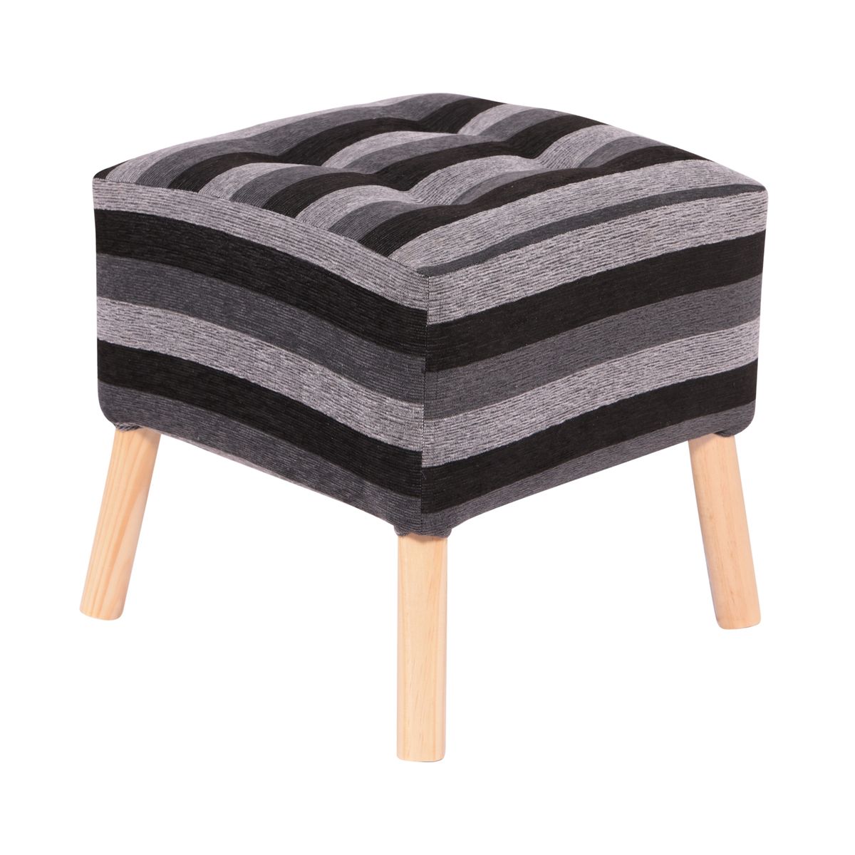 GENERICO - Pouf Alemania Gris Negro Rayas 42x42x43 cm Máxima Design