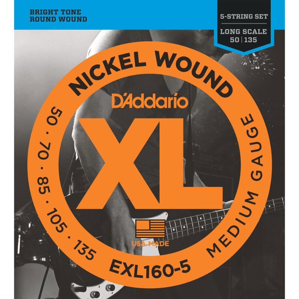 DADDARIO - Cuerdas para bajo D'Addario EXL160-5 - Plateado