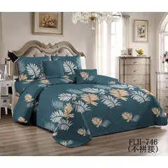 GENERICO - Cobertores de Verano Quilt 2 Plazas Verde de Palmas Naranja