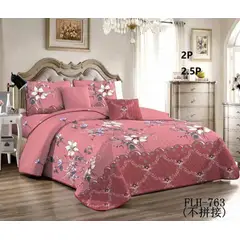 GENERICO - Cobertores de Verano Quilt 2 Plaza Rosado de Flores