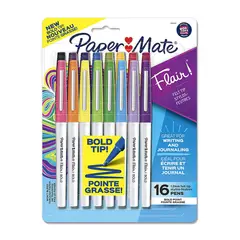PAPER MATE - Marcadores Flair Punta Gruesa 16 Colores