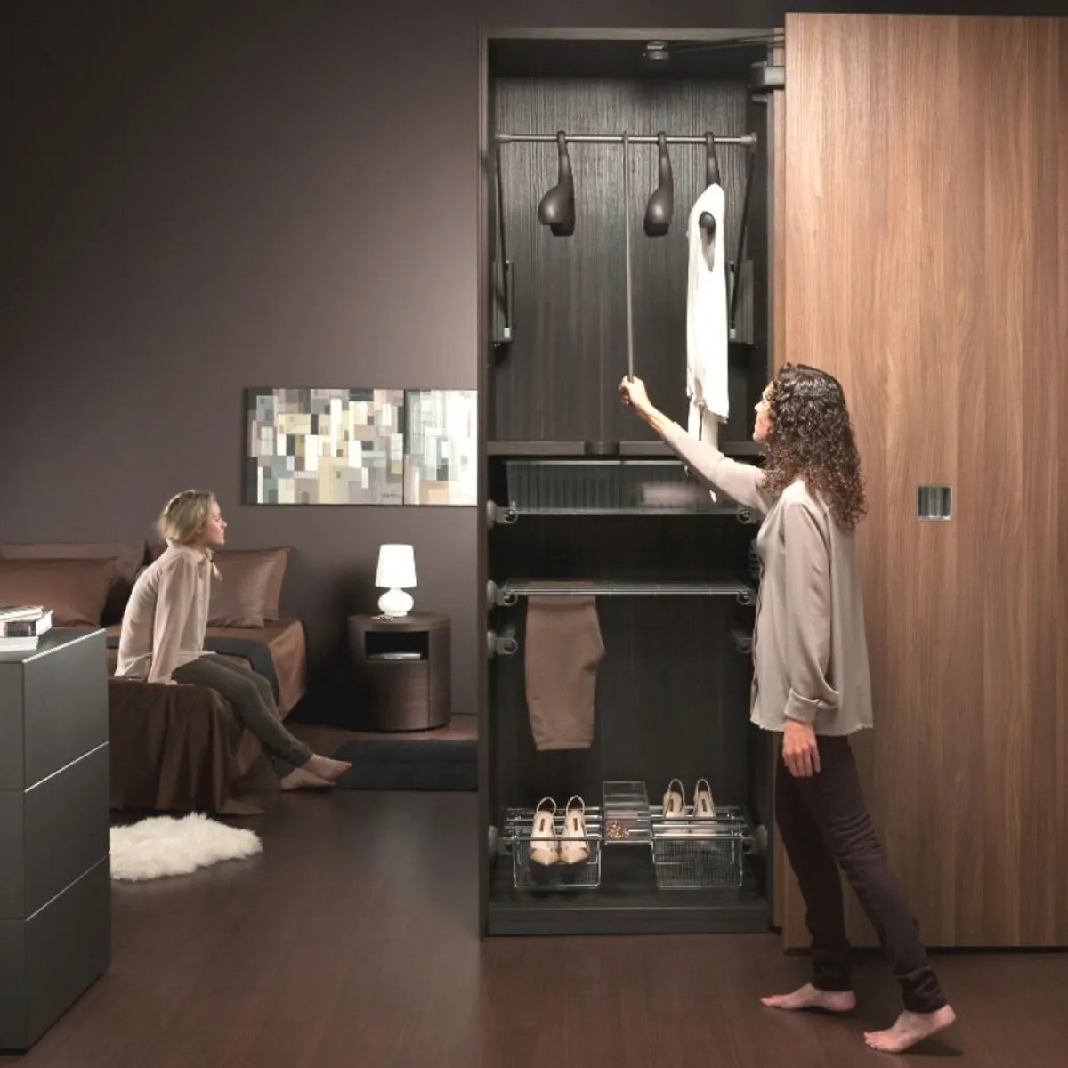 SERVETTO - Elevador Barra Closet 770-1200 mm SERVETTO Negro