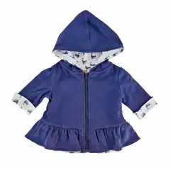 GENERICO - CASACA REVERSIBLE AZUL CON ESTAMPADO DE BALLENA